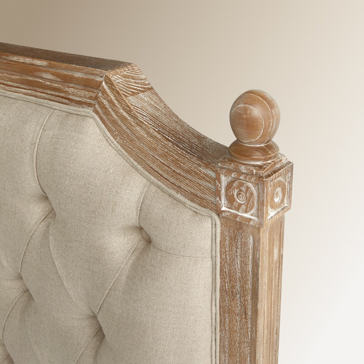 Cabeceira Dupla de Carvalho e Estofado Capitonê em Linho Provenza Carvalho envelhecido-3
