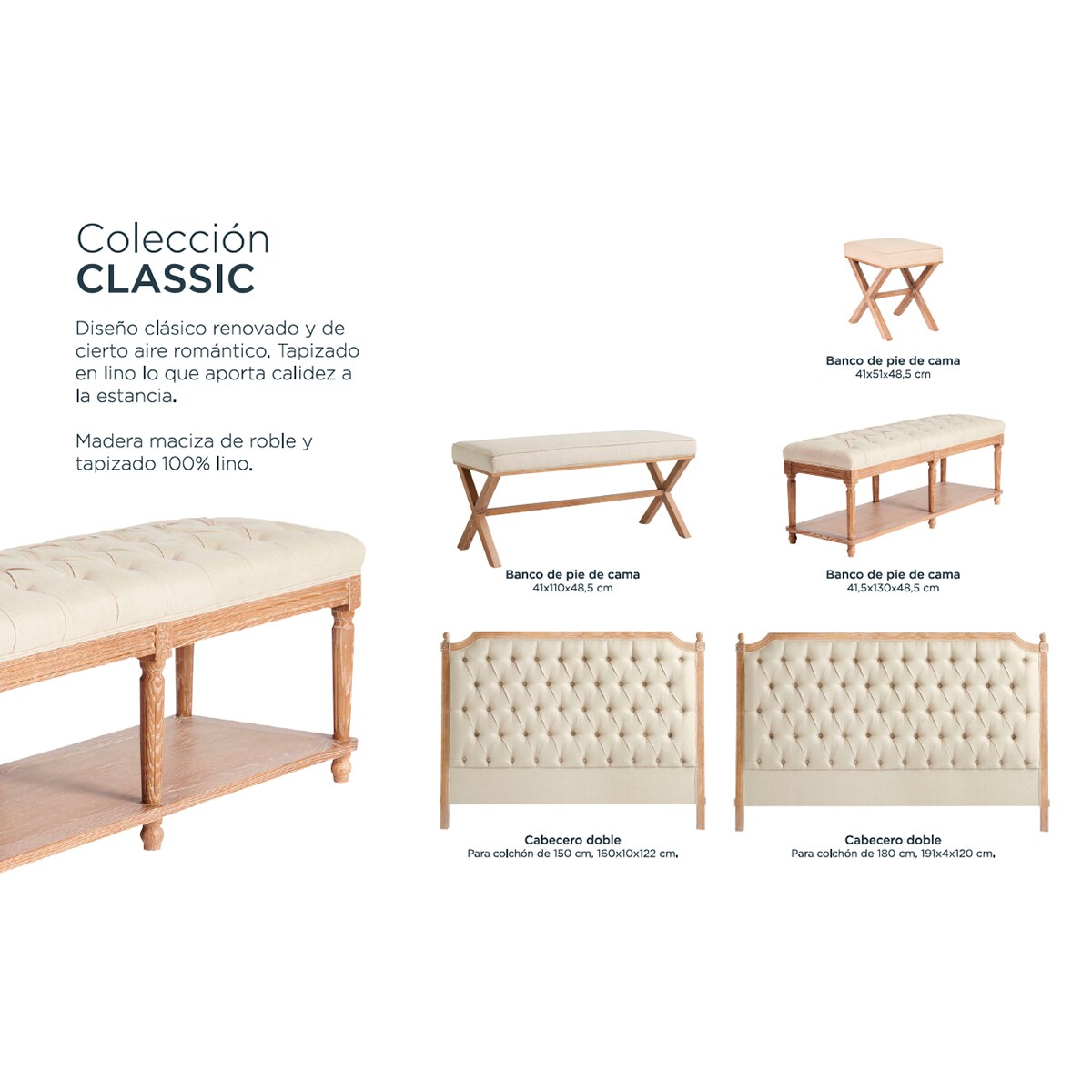 Cabeceira Dupla de Carvalho e Estofado Capitonê em Linho Provenza Carvalho envelhecido-7