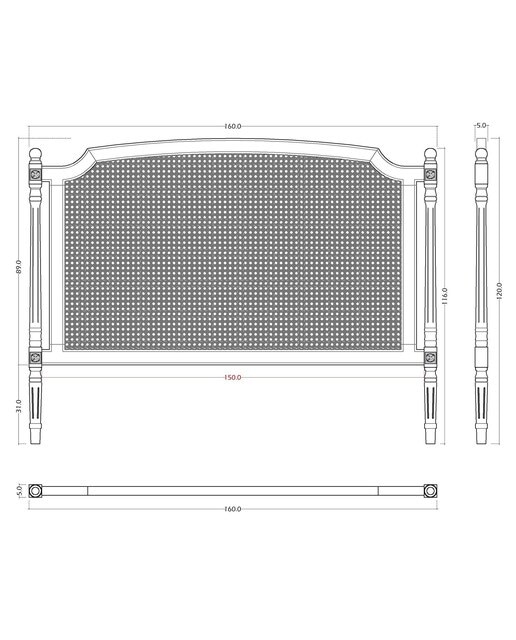 Cabeceira de Cama de Casal em Madeira de Bayur Nimes - 150 cm Branco-5