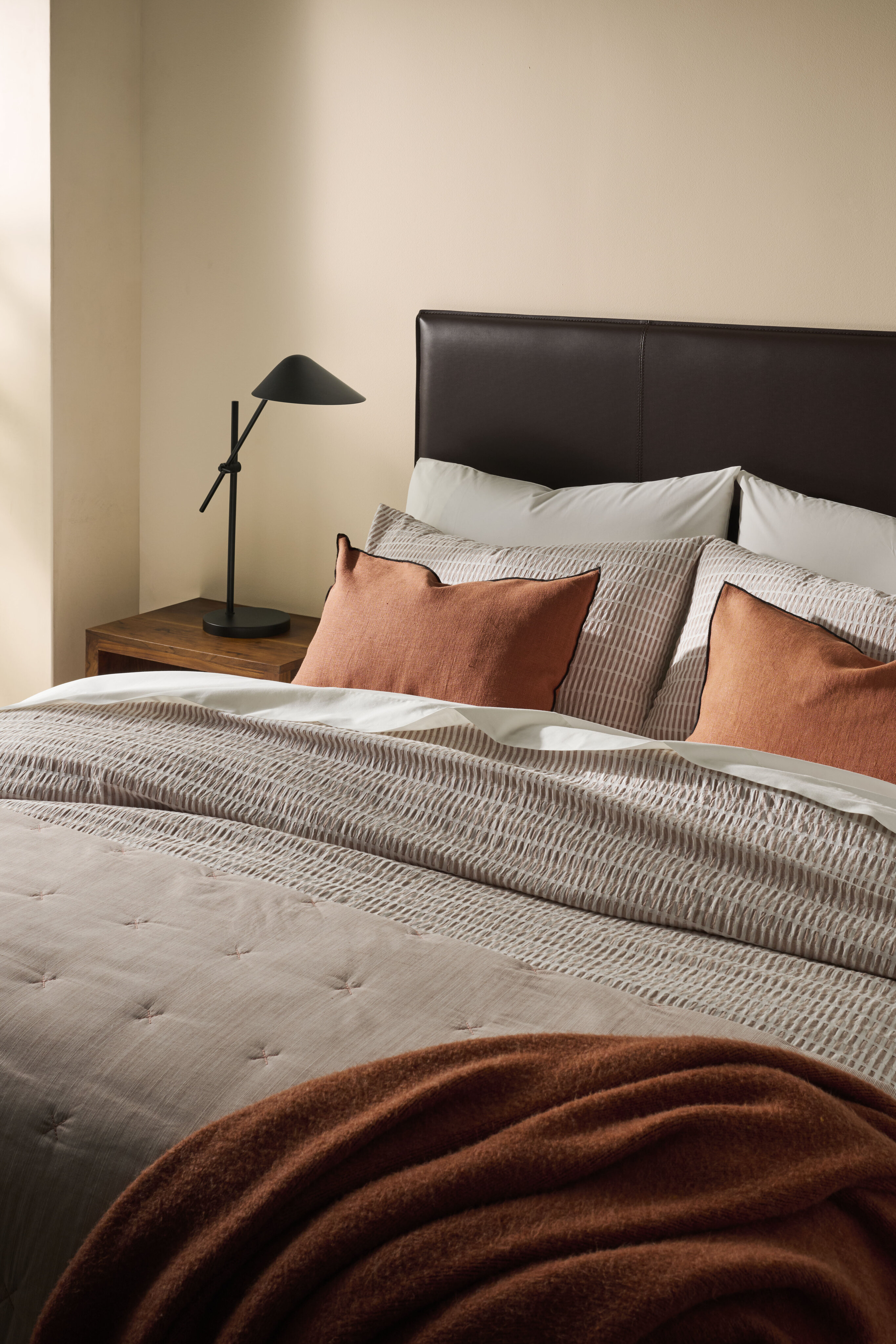 Cabecero doble de piel Módena - Marrón Cama 150 cm Marrón-5