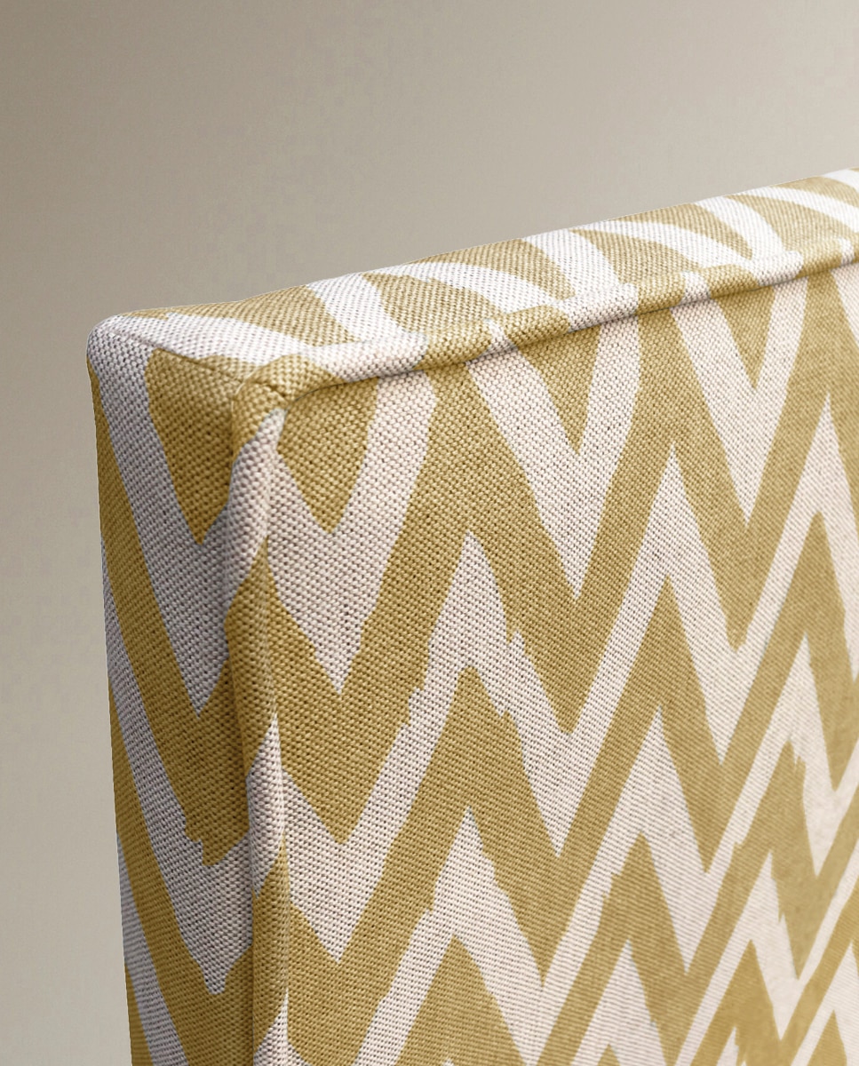 Cabeceira Dupla Estofada Chevron Harrow Ikat / Bege-2