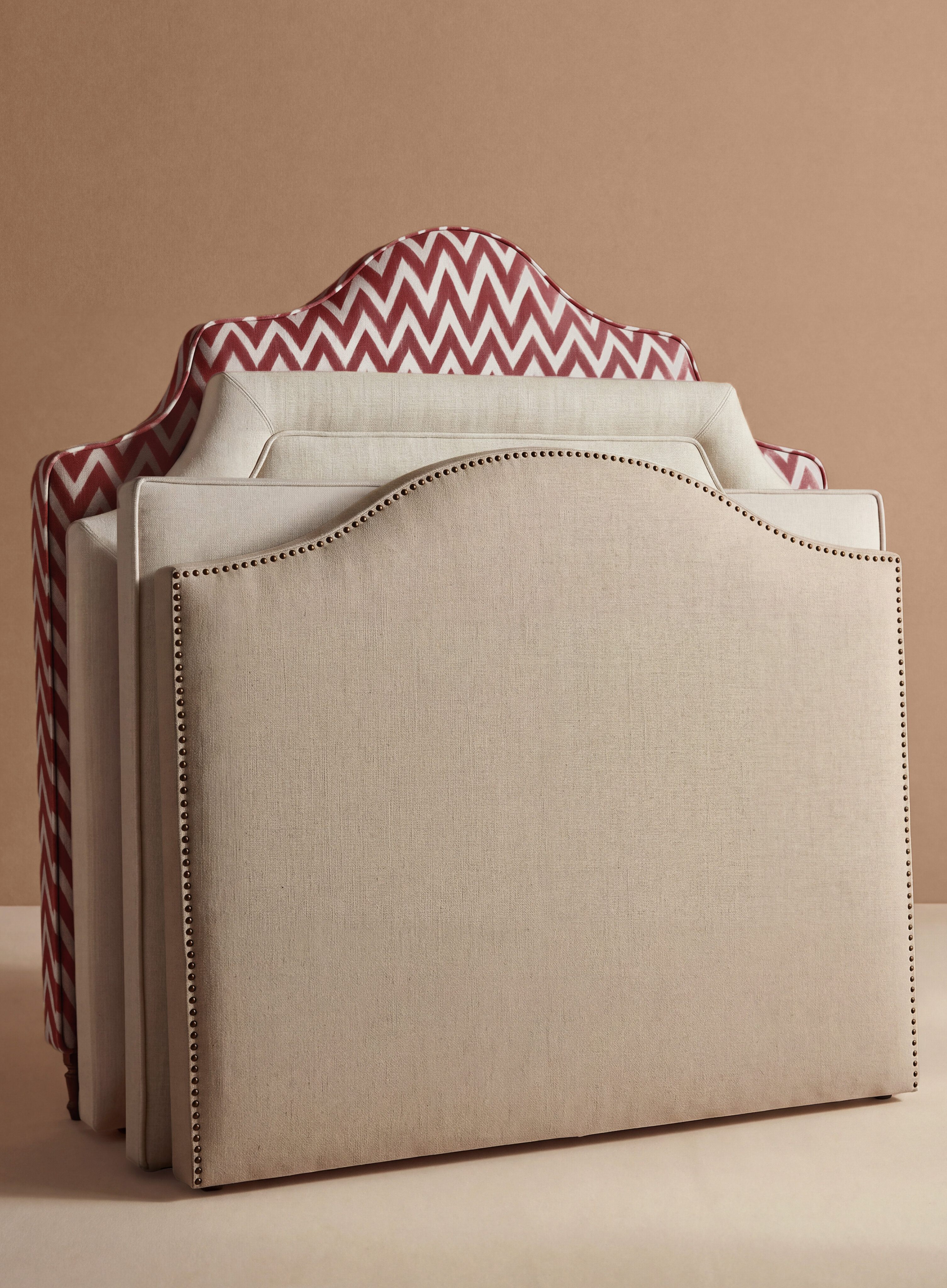 Imagen 5 de Cabecero doble tapizado zigzag Harrow - Rojo Cama 180 cm Rojo