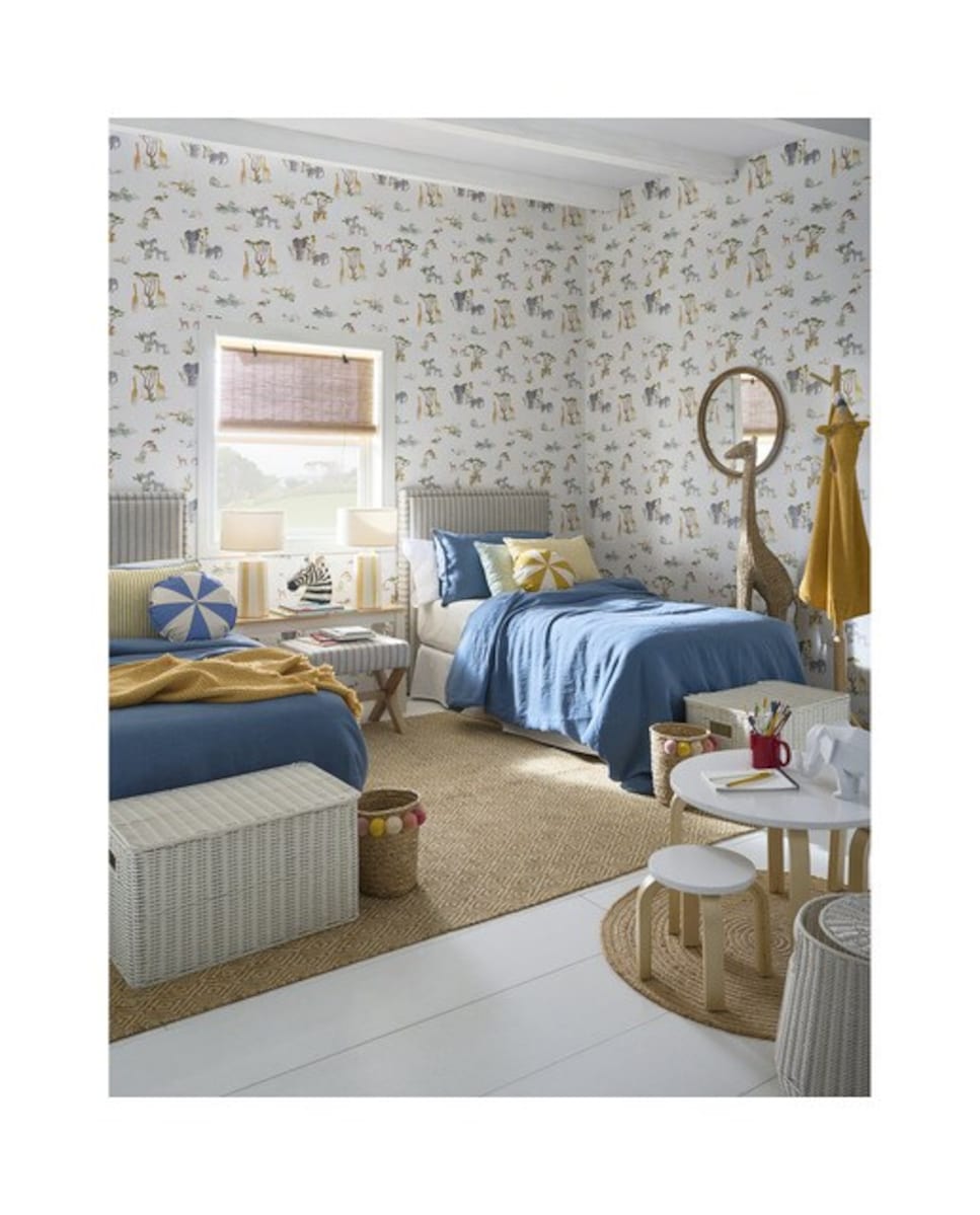 Imagen 0 de Cabecero individual de rayas con fondo beige Porto El Corte Inglés Azul