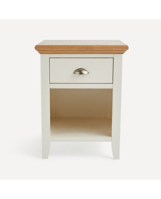 Mesita de noche de madera de roble con cajón Hampstead EL Corte Inglés - Blanco roto/Roble Blanco roto/Roble-2