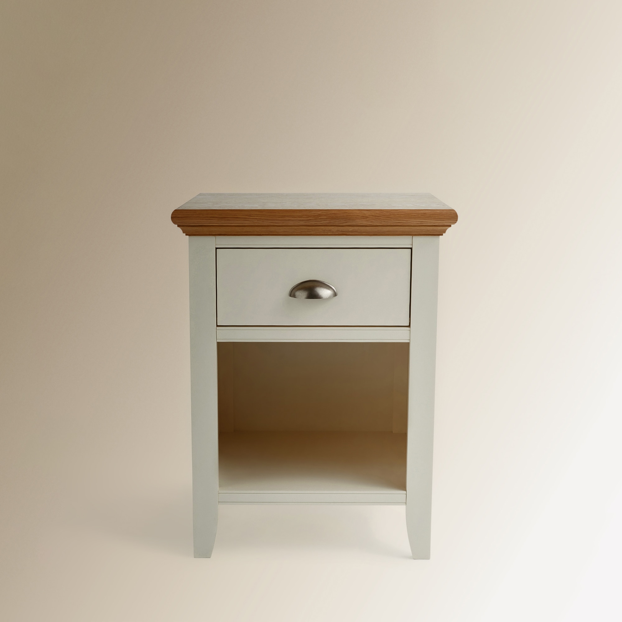Mesita de noche de madera de roble con cajón Hampstead EL Corte Inglés - Blanco roto/Roble Blanco roto/Roble-3