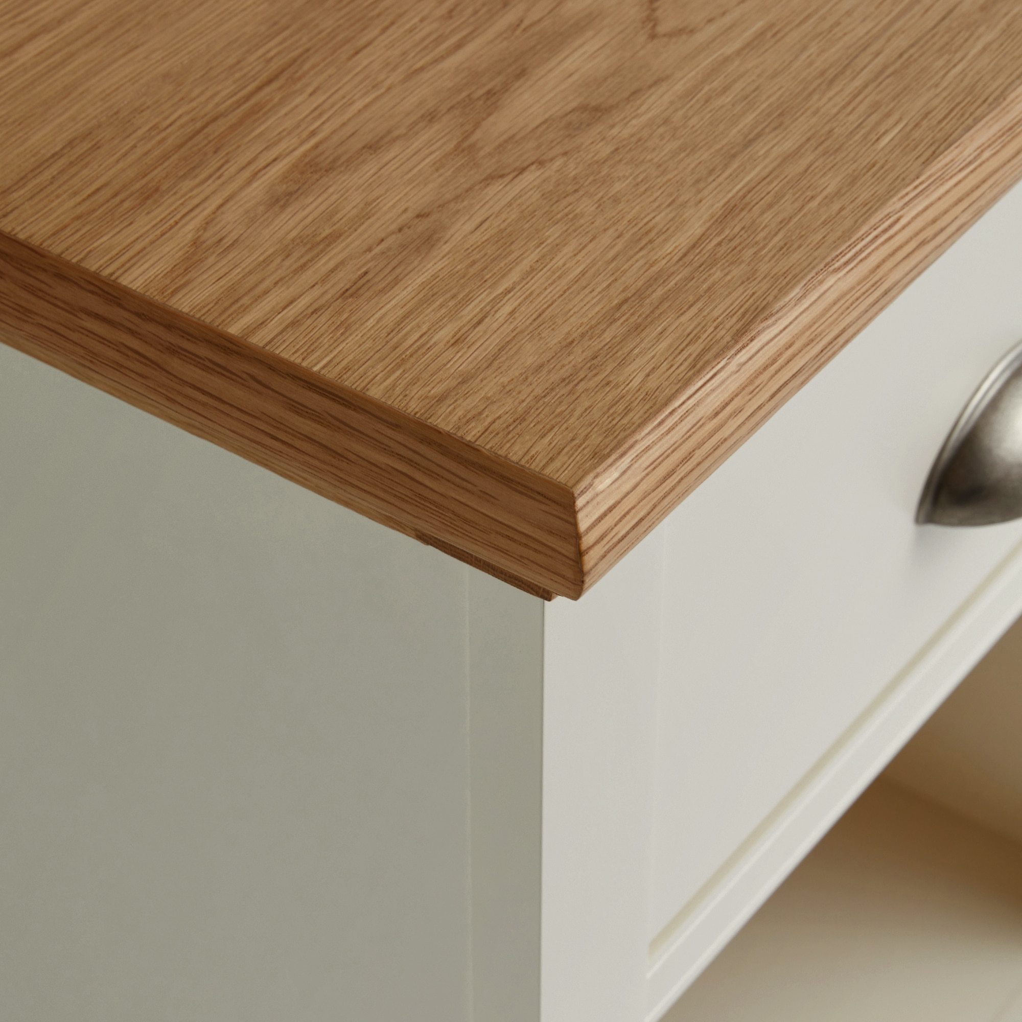 Mesita de noche de madera de roble con cajón Hampstead EL Corte Inglés - Blanco roto/Roble Blanco roto/Roble-6