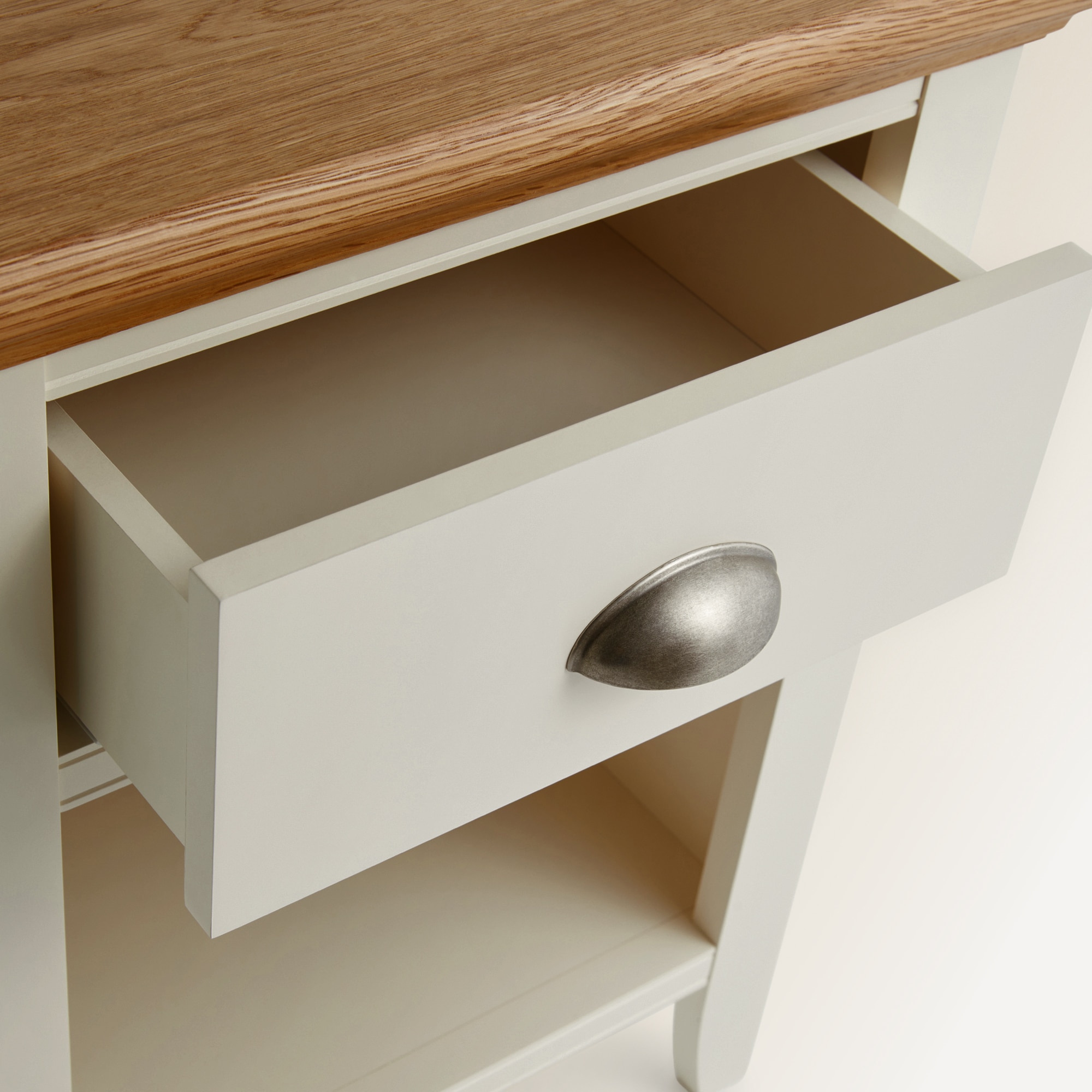 Mesita de noche de madera de roble con cajón Hampstead EL Corte Inglés - Blanco roto/Roble Blanco roto/Roble-7