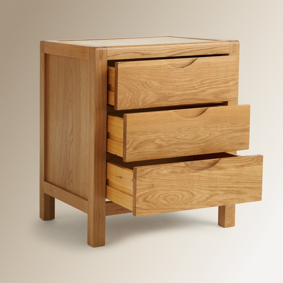 Mesa de Cabeceira de Carvalho com 3 Gavetas Nordic Carvalho-4