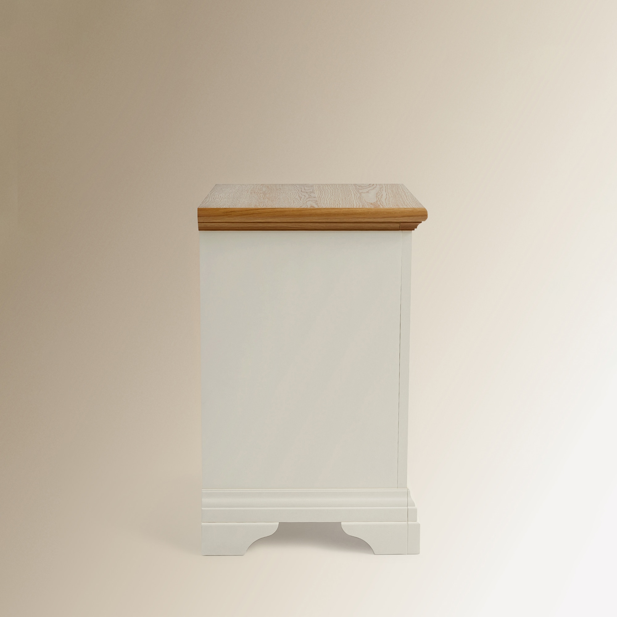 Mesa de Cabeceira de Carvalho com 3 Gavetas Hampstead Branco-Marfim/Carvalho-4