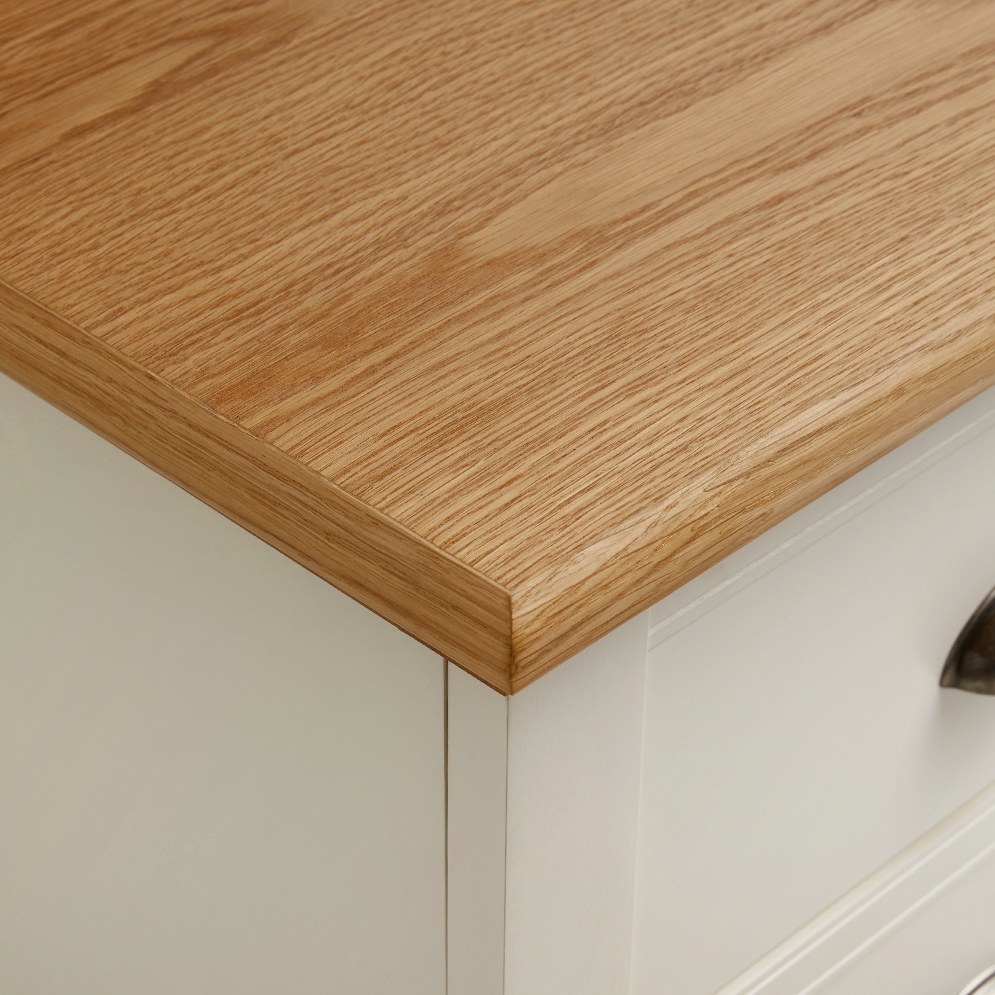 Mesa de Cabeceira de Carvalho com 3 Gavetas Hampstead Branco-Marfim/Carvalho-7
