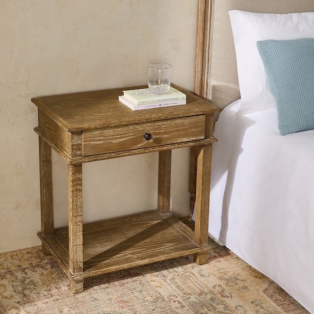 Imagen 0 de Mesita de noche de madera de roble con cajón Vintage El Corte Inglés