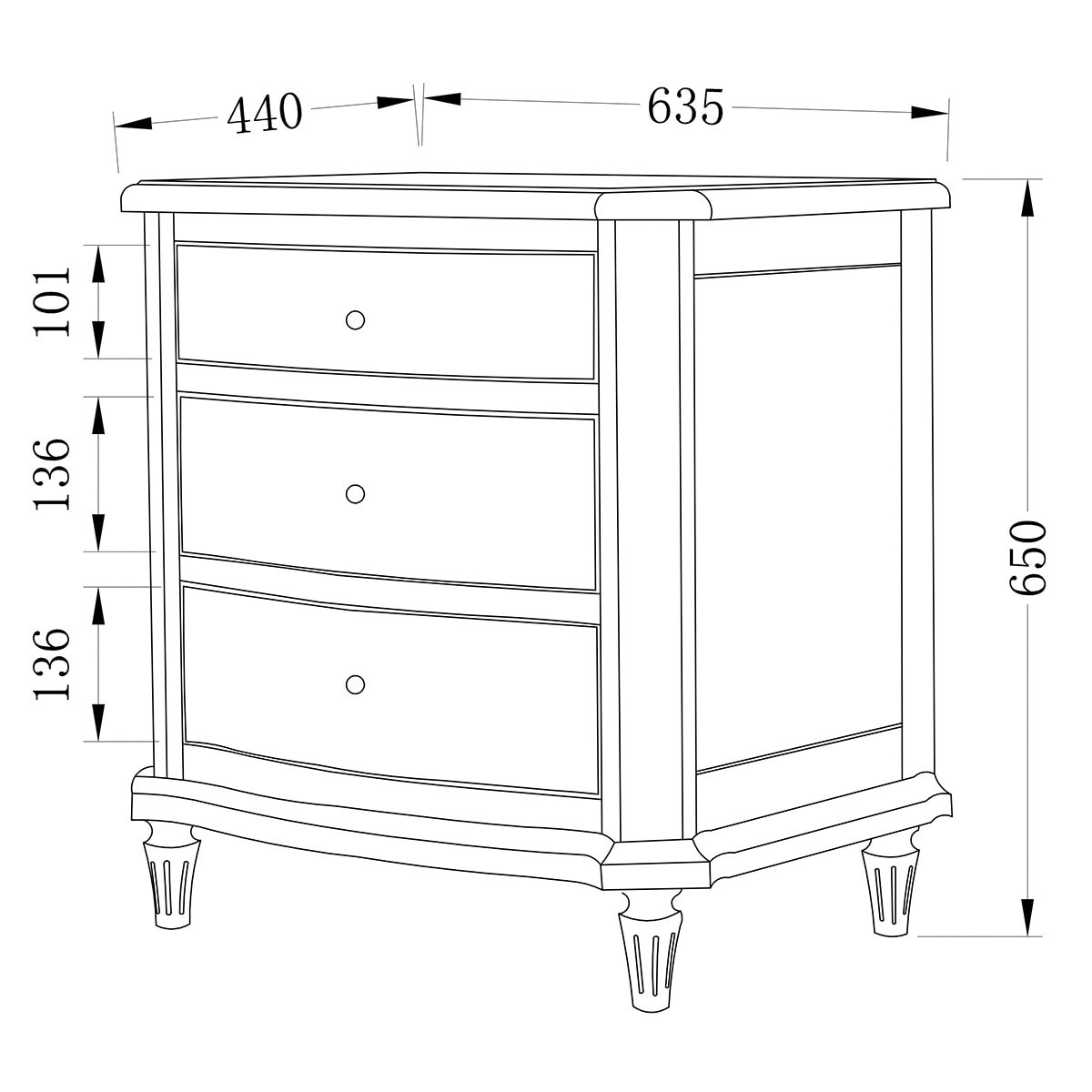 Mesa de Cabeceira de Carvalho com 3 Gavetas Provenza Carvalho envelhecido-9