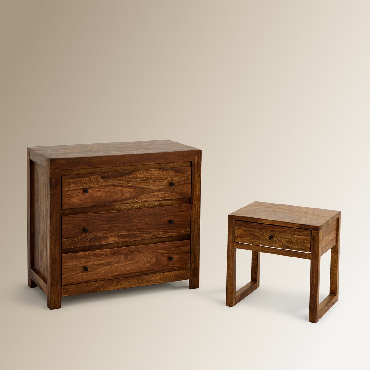 Mesita de noche de madera de palisandro con 1 cajón Bombay El Corte Inglés Nogal-7