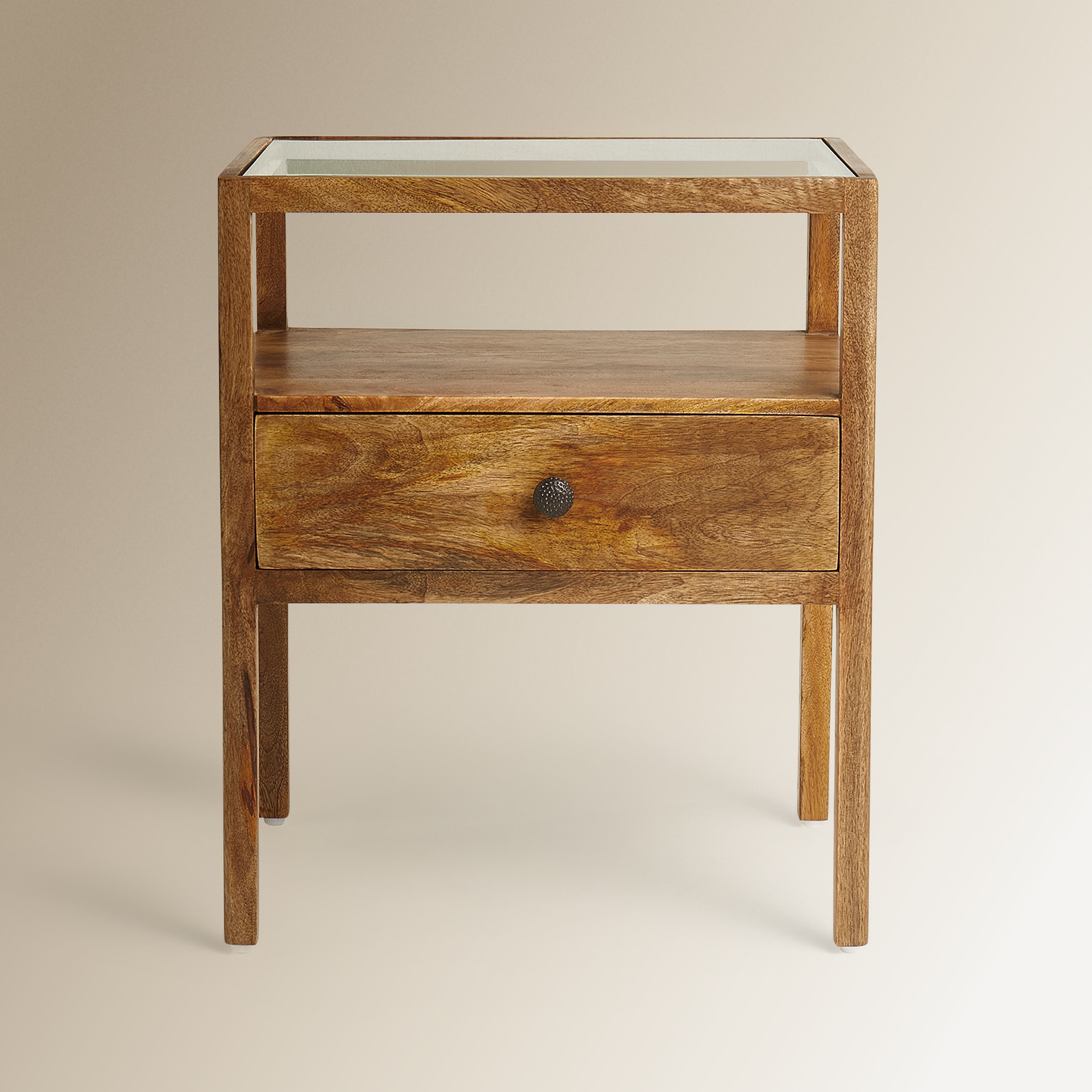 Mesa de Cabeceira de Mangueira com 1 Gaveta Madurai Natural-2