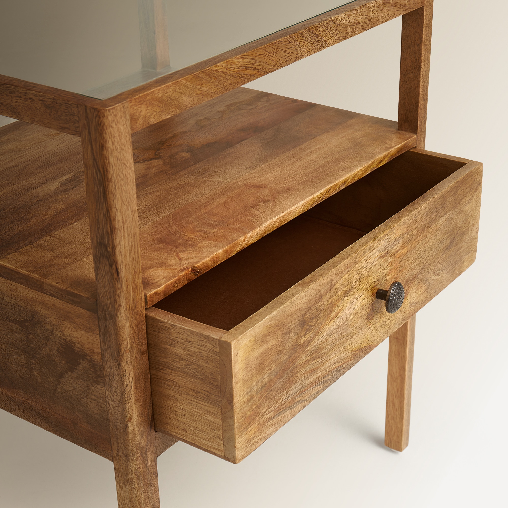 Mesa de Cabeceira de Mangueira com 1 Gaveta Madurai Natural-4