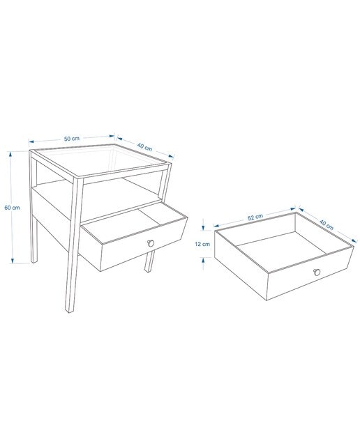 Mesa de Cabeceira de Mangueira com 1 Gaveta Madurai Natural-5