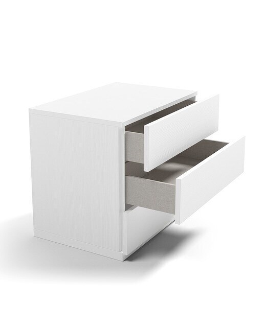 Mesita de noche con 3 cajones Alan El Corte Inglés - Blanco polar 45 cm Blanco polar-2