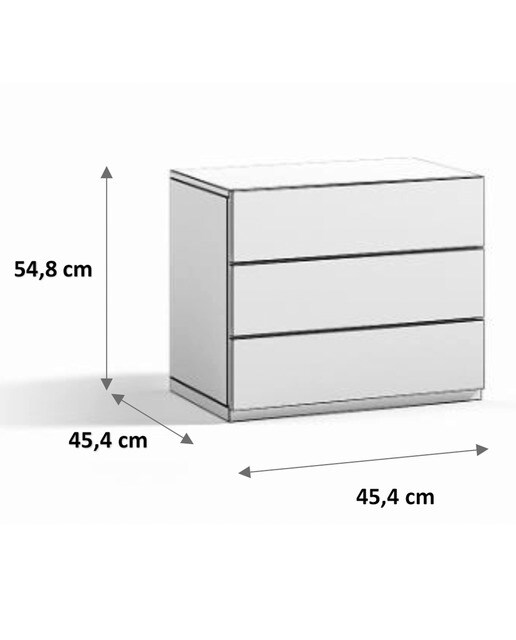 Mesita de noche con 3 cajones Alan El Corte Inglés - Blanco polar 45 cm Blanco polar-4