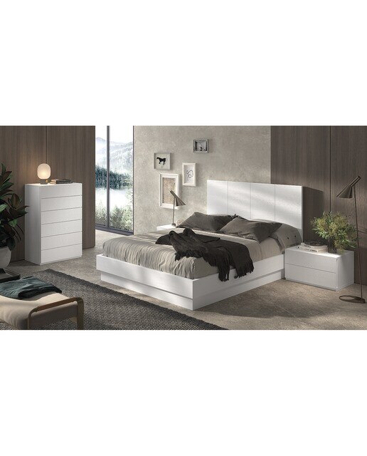 Mesita de noche con 2 cajones Alan El Corte Inglés - Blanco polar 45 cm Blanco polar-3