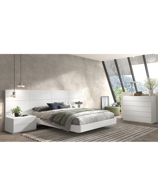 Mesita de noche con 2 cajones Alan El Corte Inglés - Blanco polar 45 cm Blanco polar-4