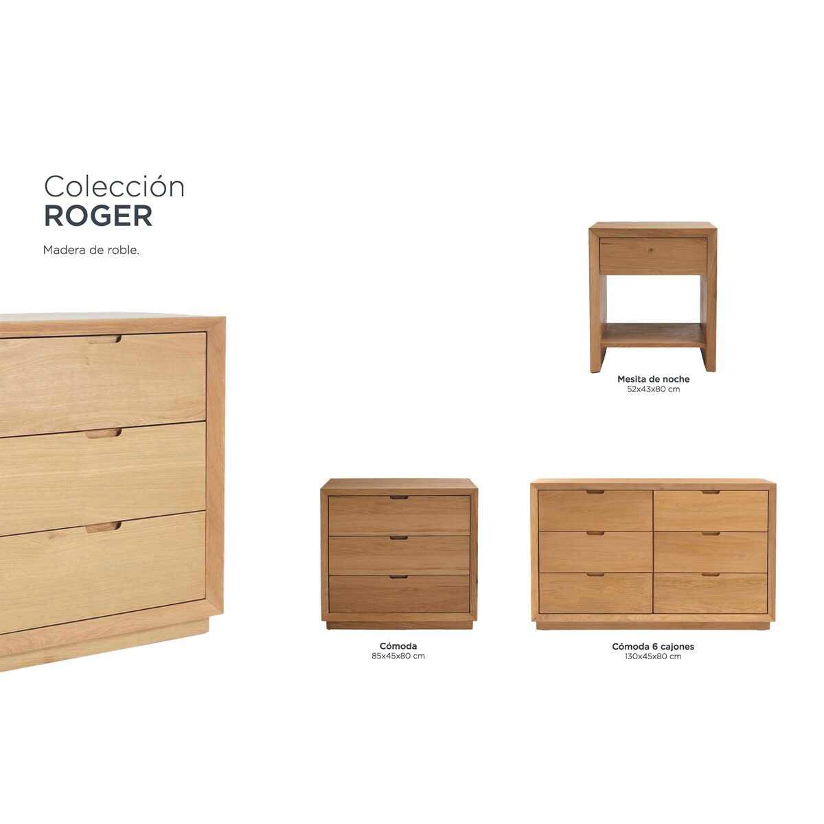 Mesa de Cabeceira com 1 Gaveta Roger em Carvalho Carvalho-8