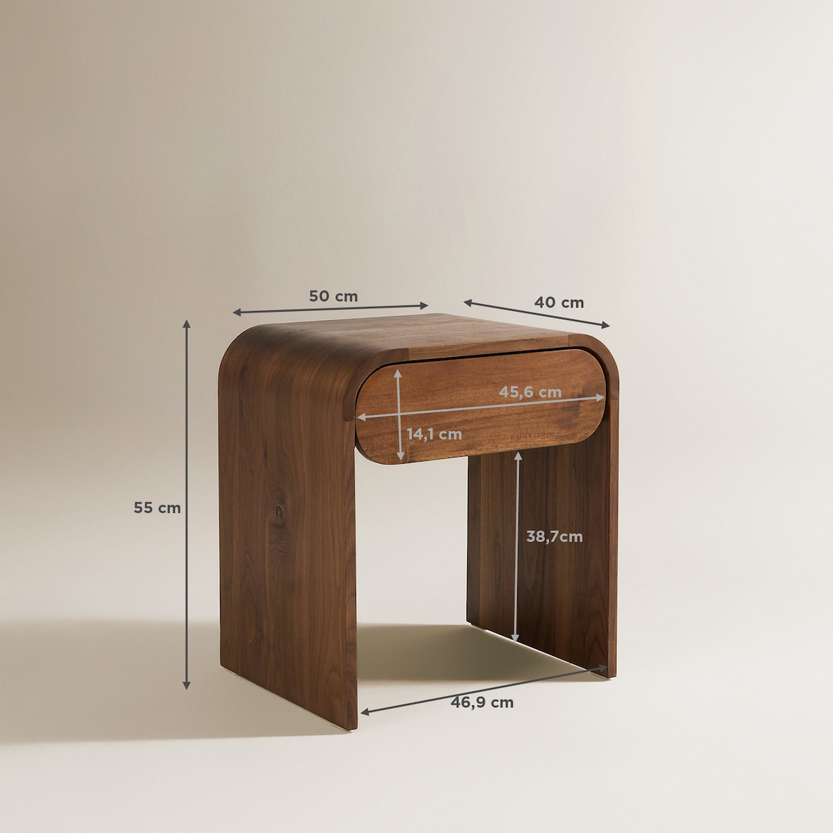 Mesa de Cabeceira com 1 Gaveta de Nogueira Chicago Nogueira-9