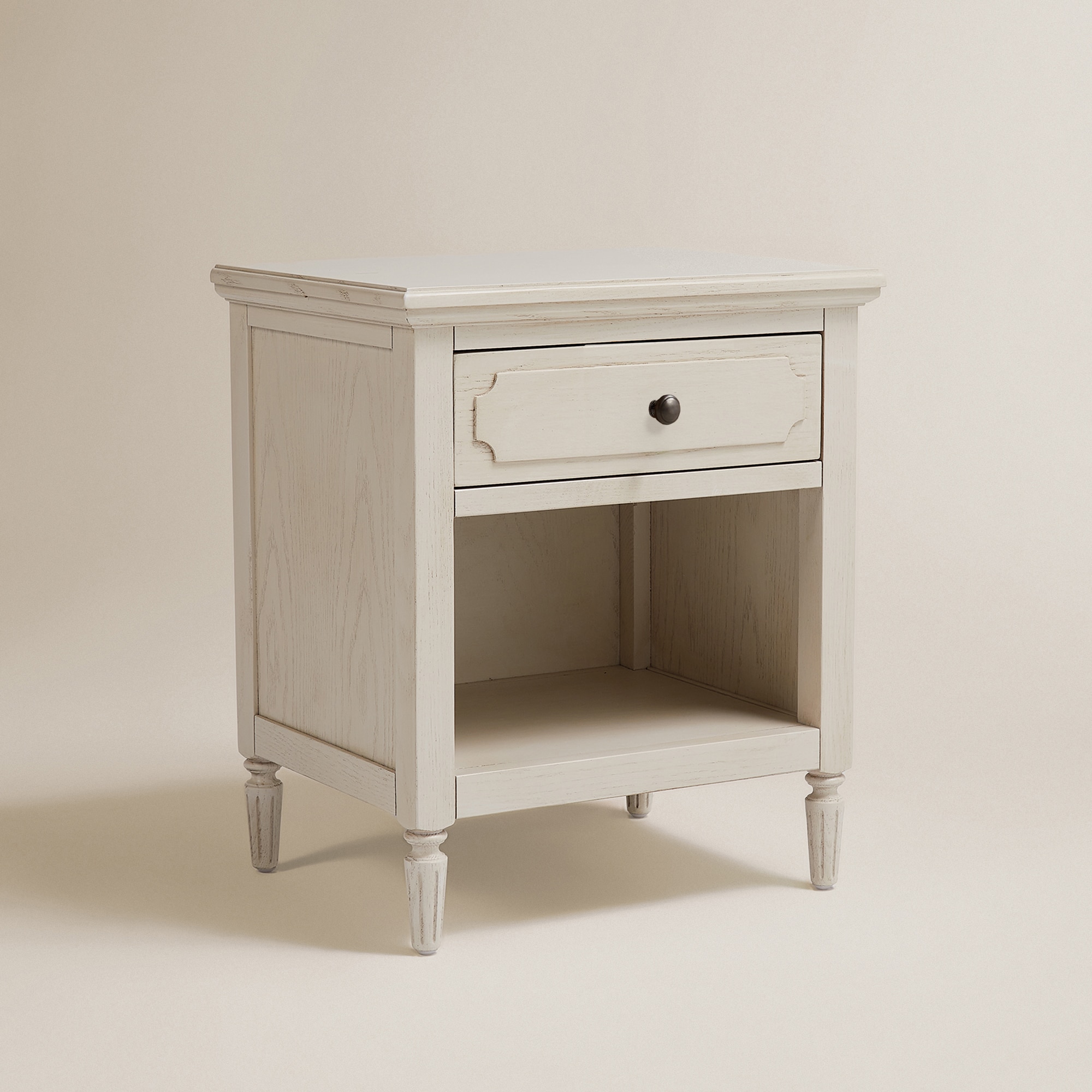 Mesa de Cabeceira de Carvalho com Gaveta Bourne Branco-2