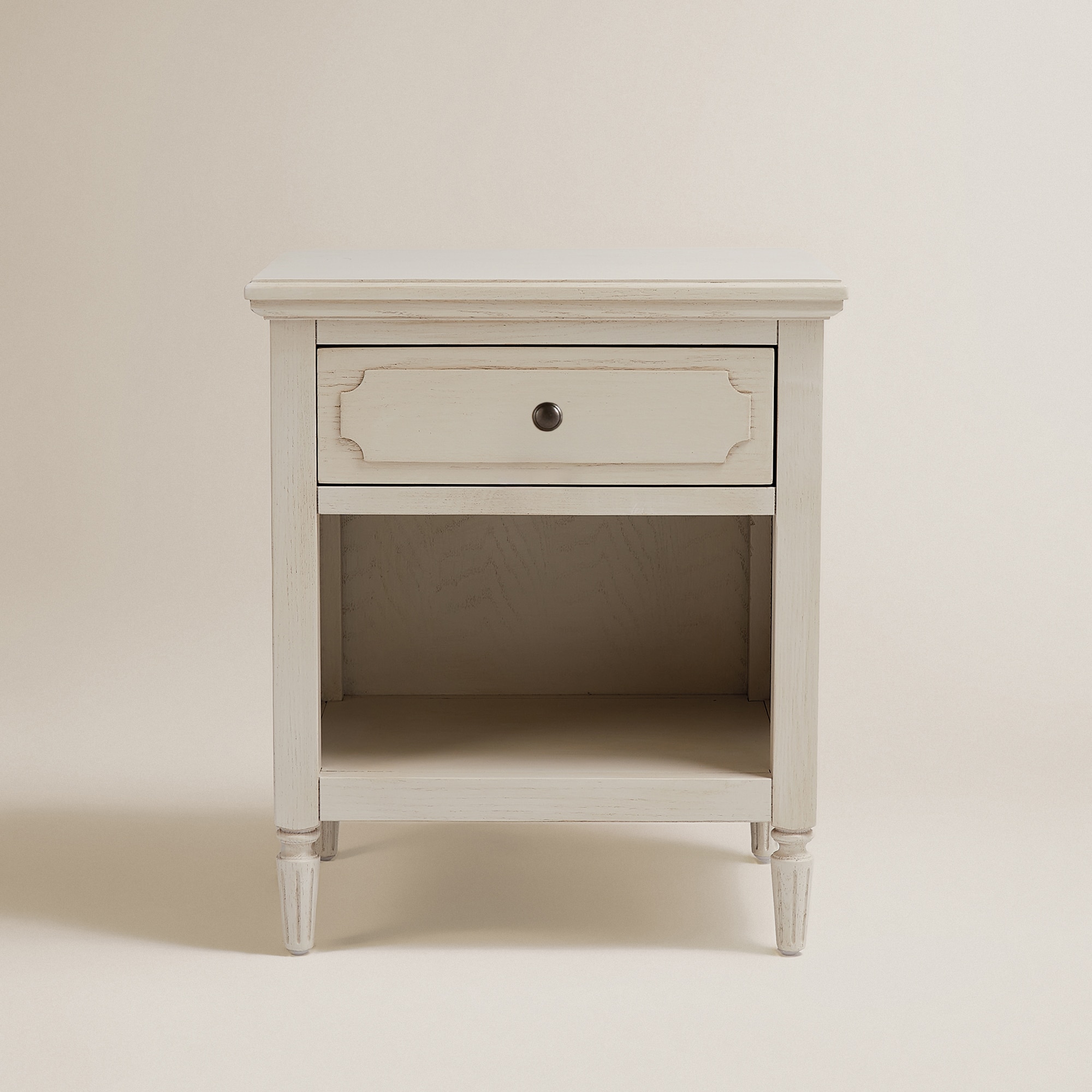 Mesa de Cabeceira de Carvalho com Gaveta Bourne Branco-3