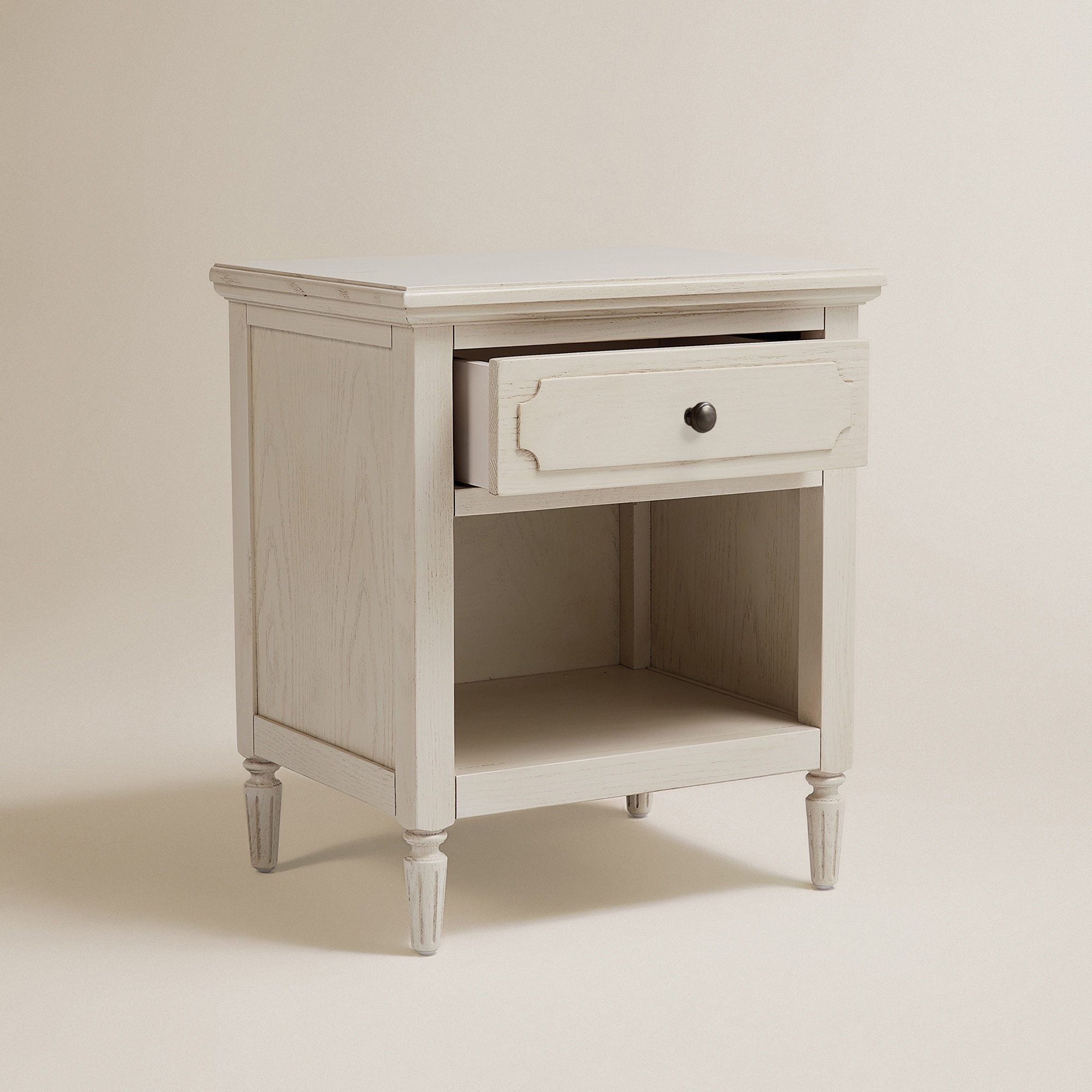 Mesa de Cabeceira de Carvalho com Gaveta Bourne Branco-5