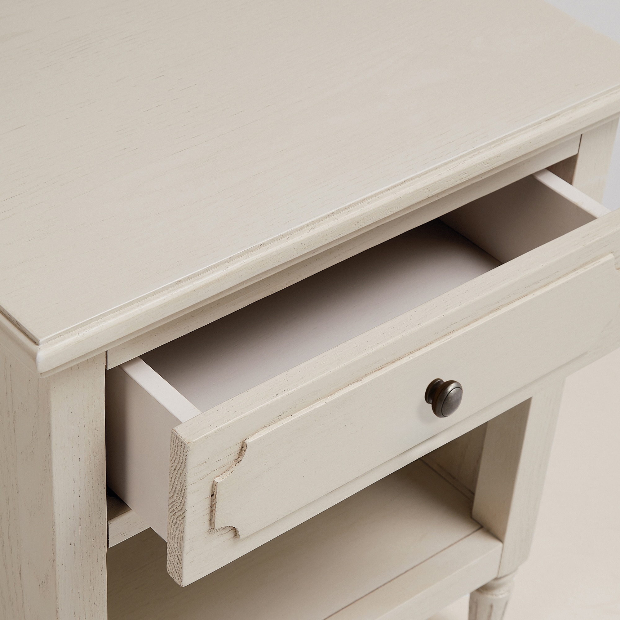 Mesa de Cabeceira de Carvalho com Gaveta Bourne Branco-6