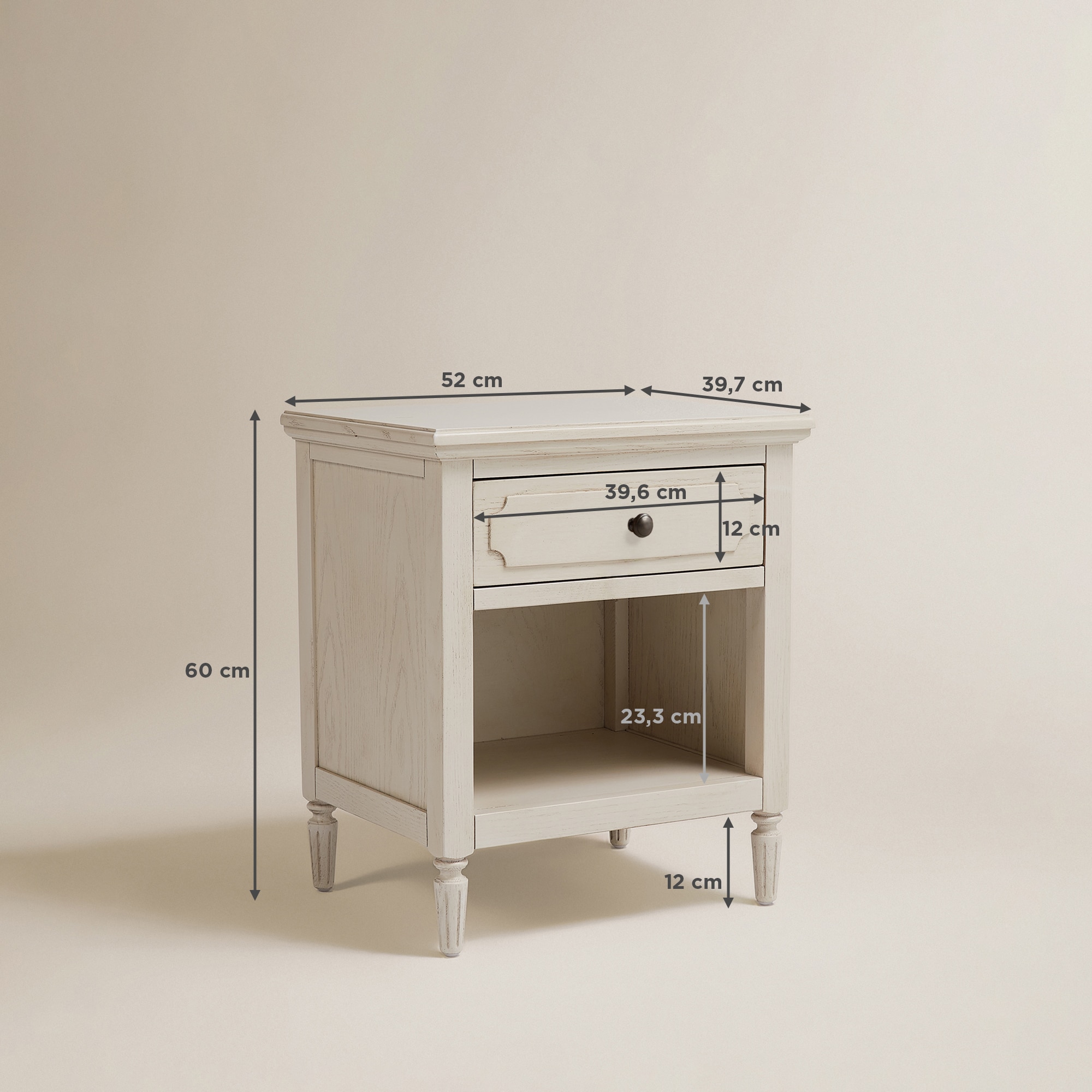 Mesa de Cabeceira de Carvalho com Gaveta Bourne Branco-9