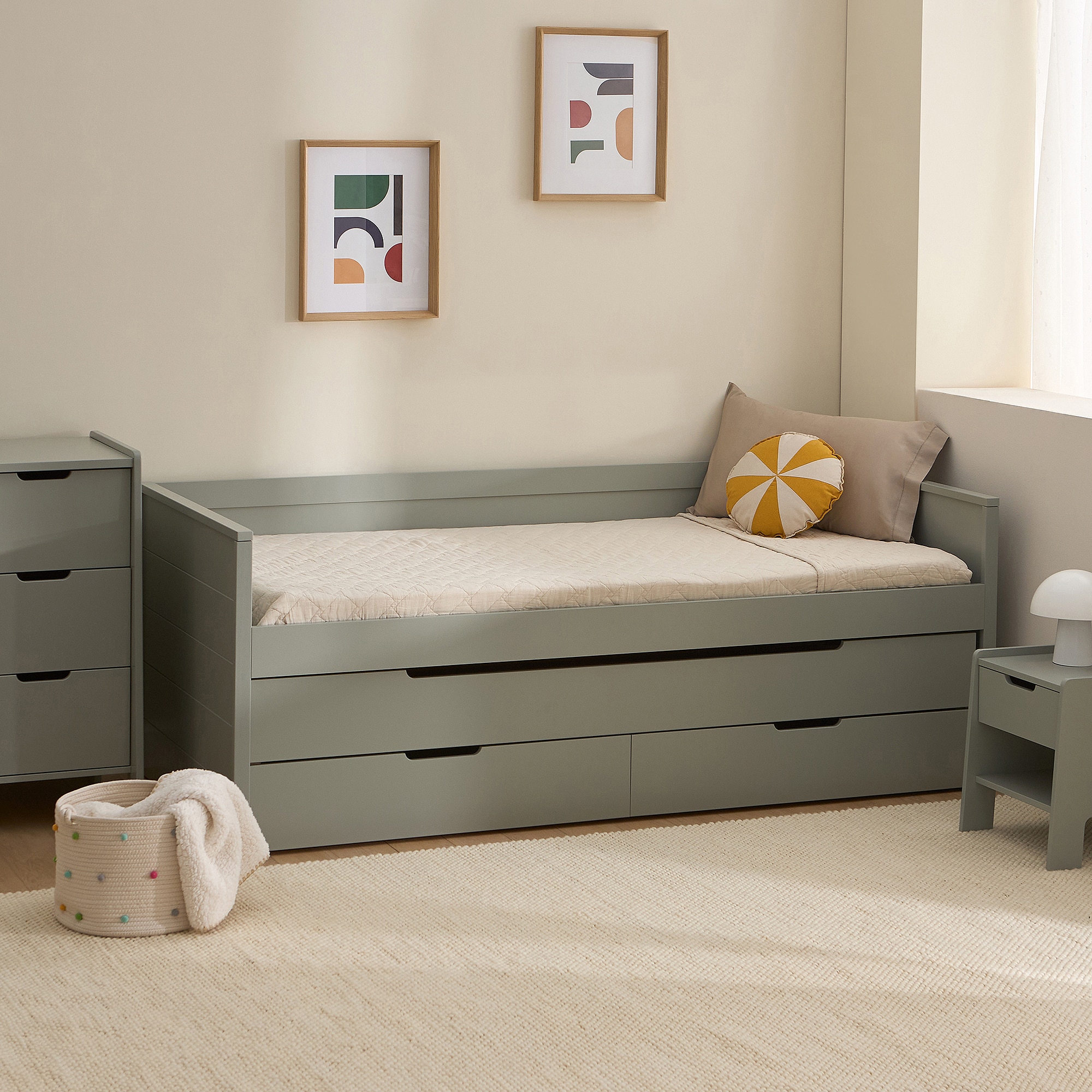 Mesa de Cabeceira Celeste com 2 Gavetas Verde-8