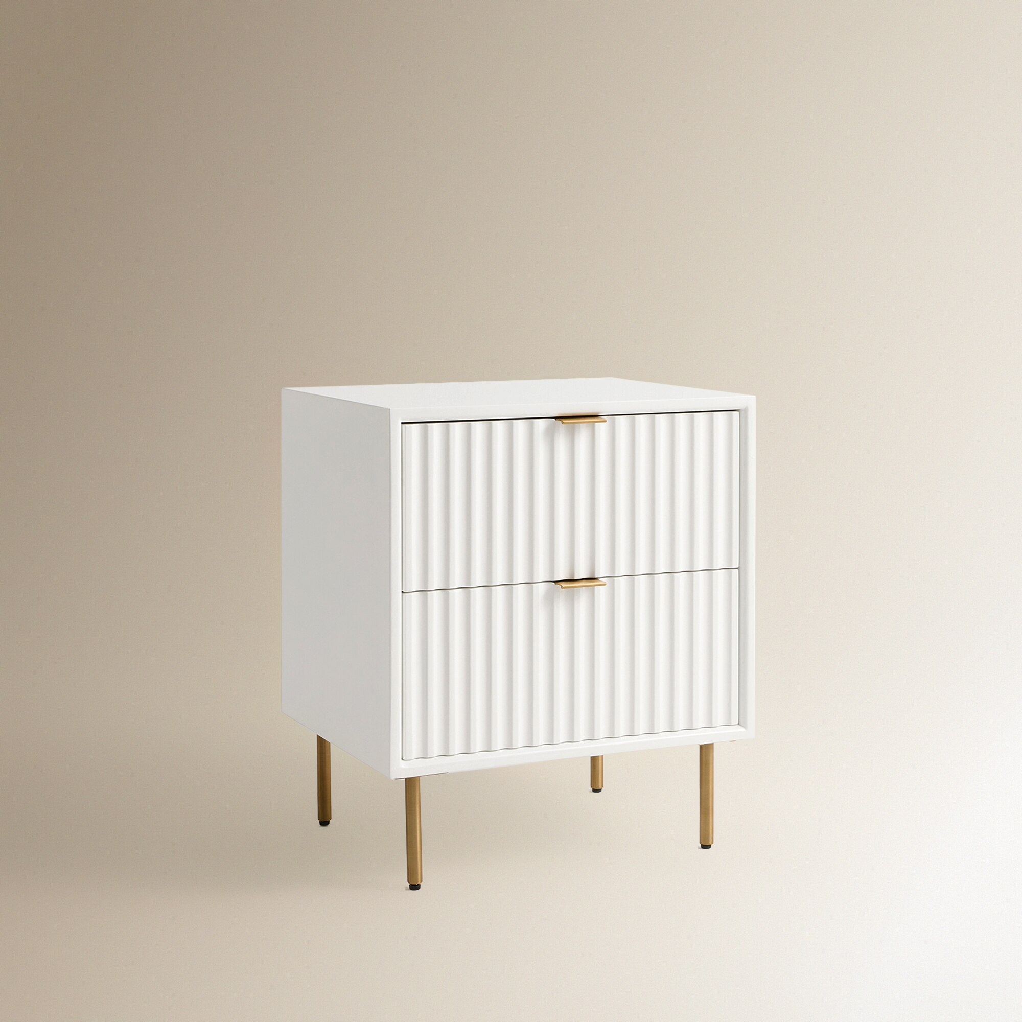 Mesa de Cabeceira com 2 Gavetas Arty Branco-2
