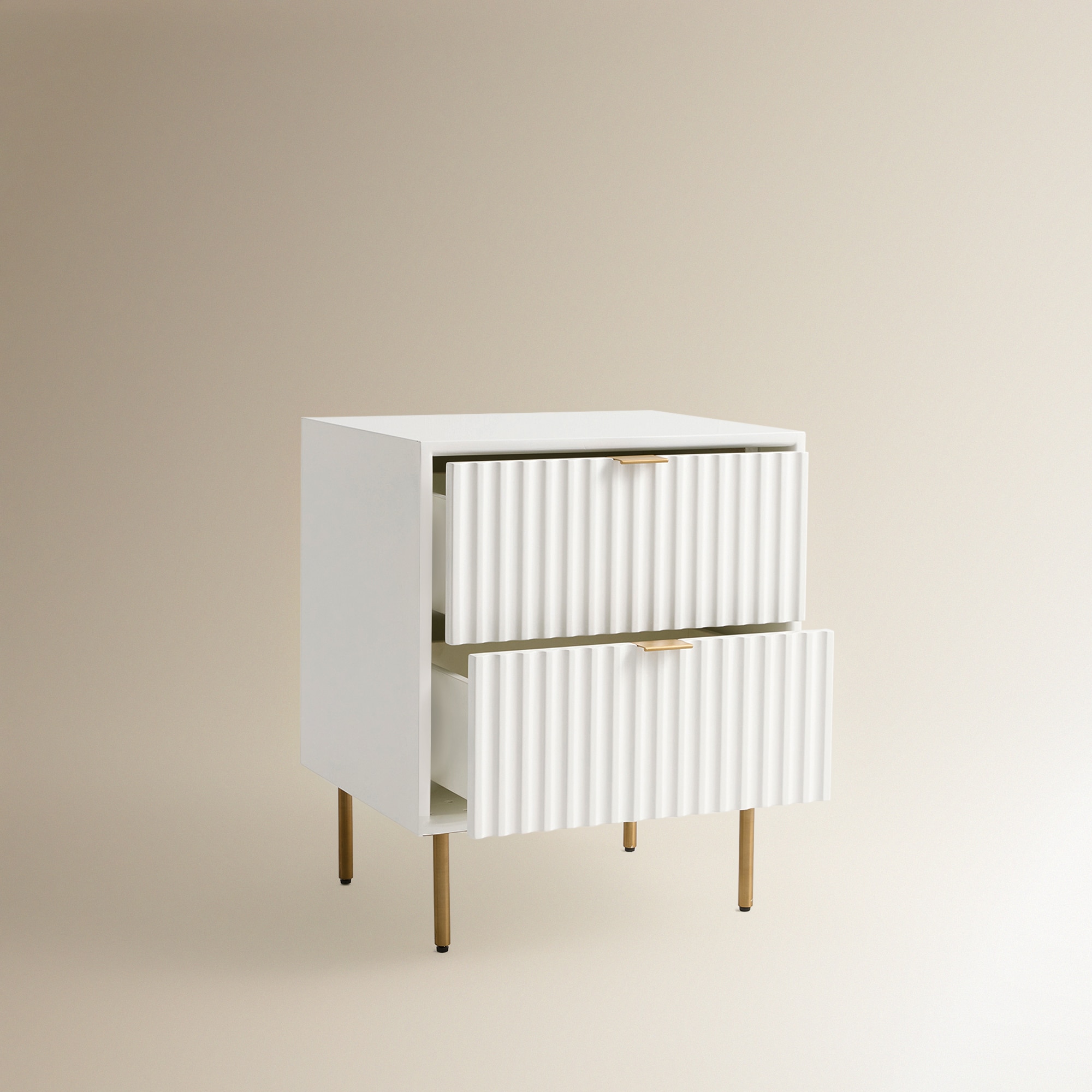 Mesa de Cabeceira com 2 Gavetas Arty Branco-5