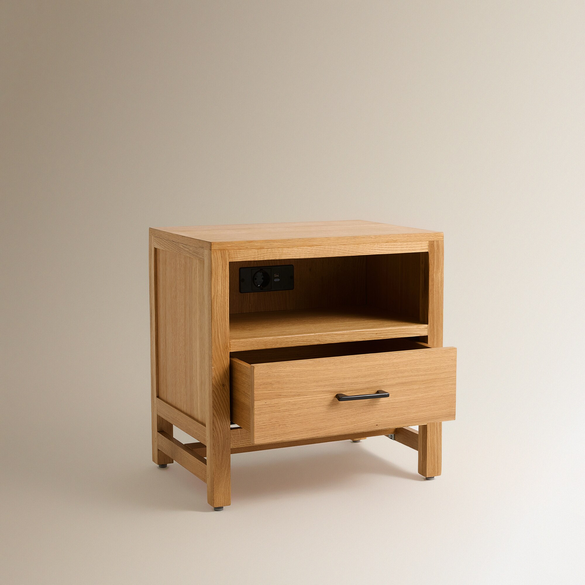 Mesa de Cabeceira com 1 Gaveta Carvalho-5