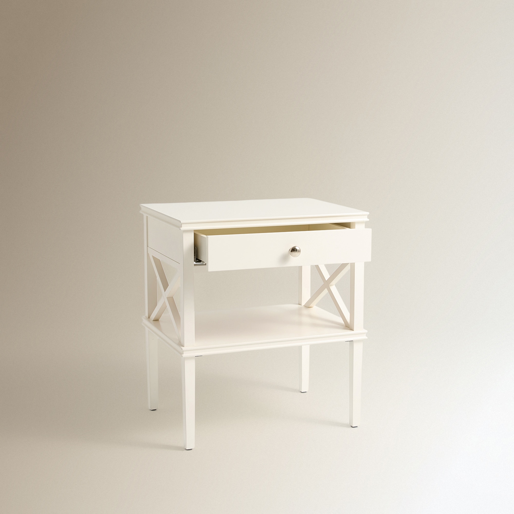 Mesa de Cabeceira de Madeira de Faia com 1 Gaveta Caviedes Branco-5