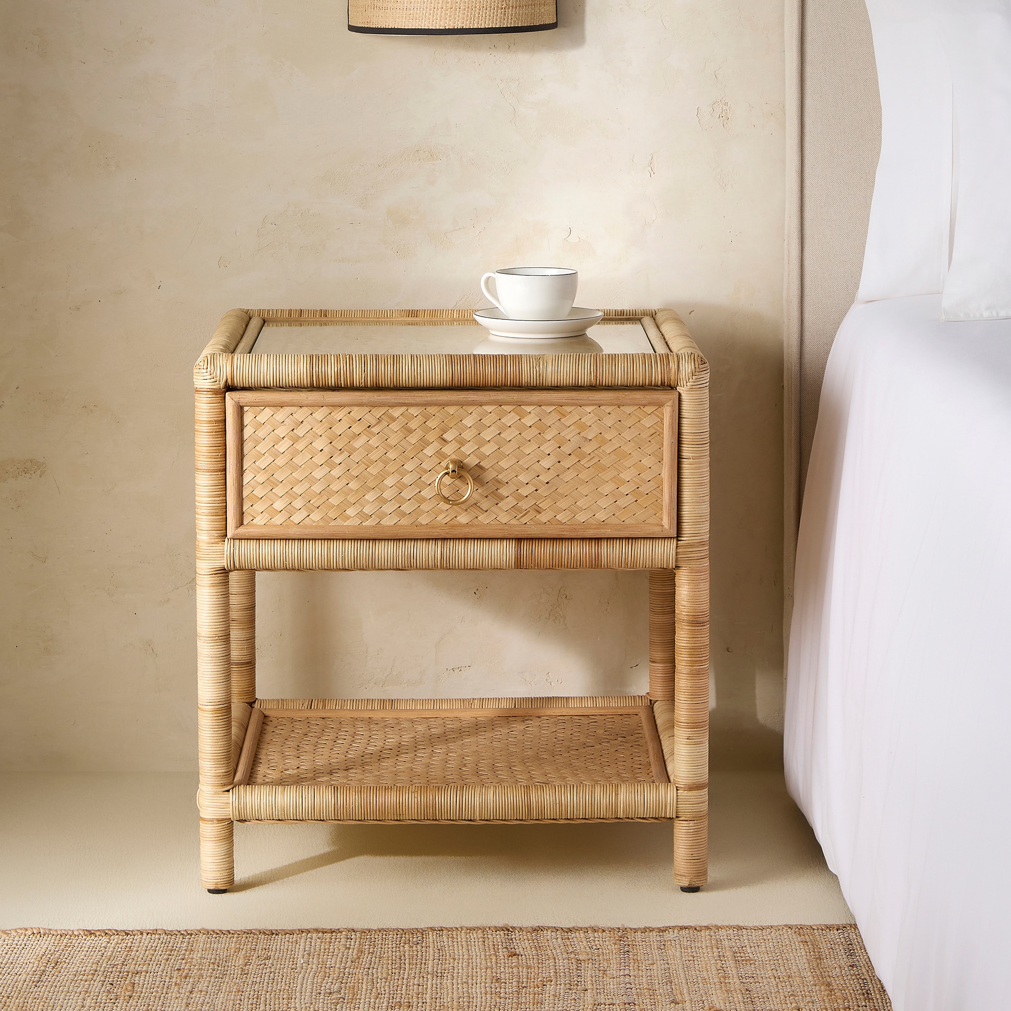 Imagem 0 de Mesa Auxiliar de Rattan com 1 Gaveta Boracay