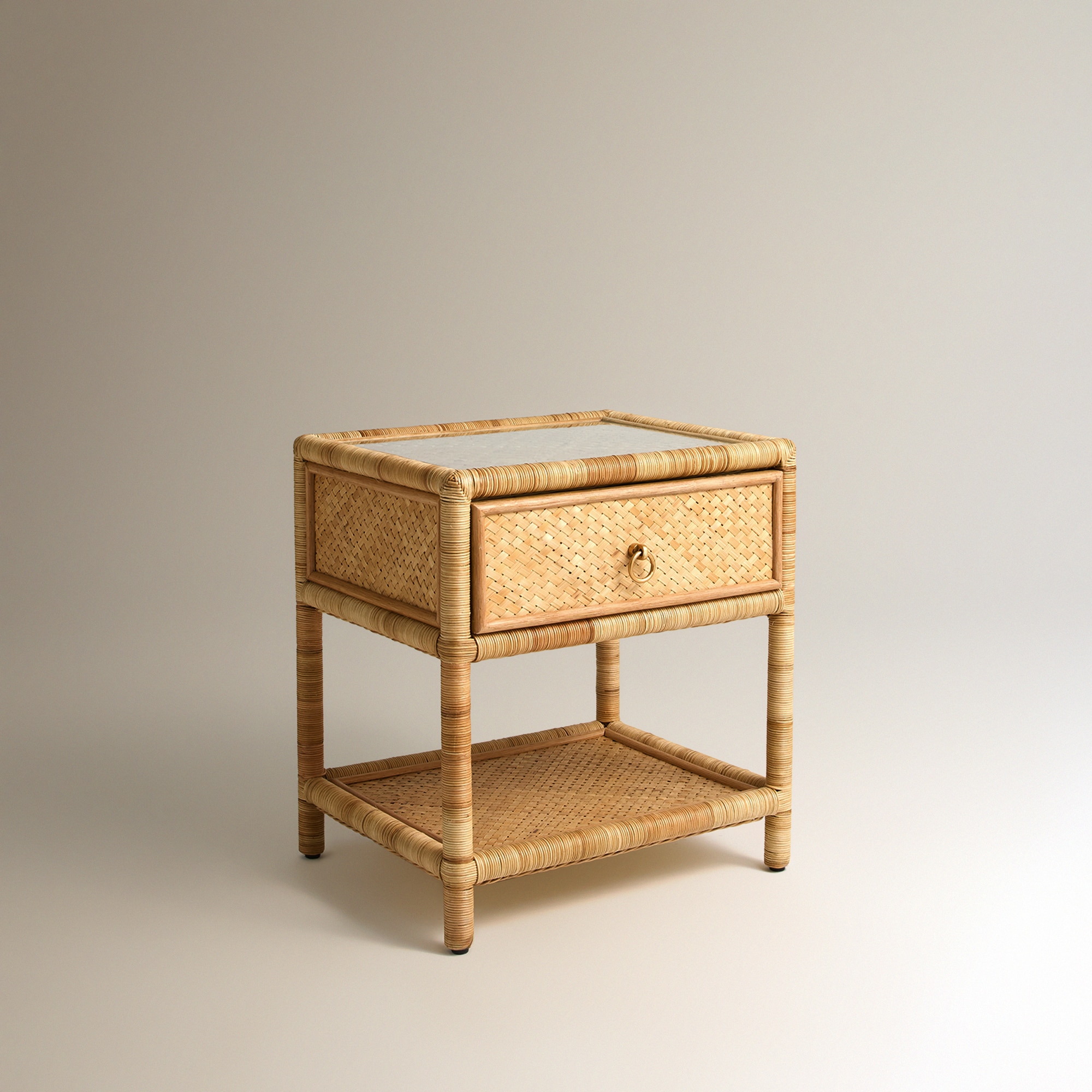Mesa Auxiliar de Rattan com 1 Gaveta Boracay Natural-2