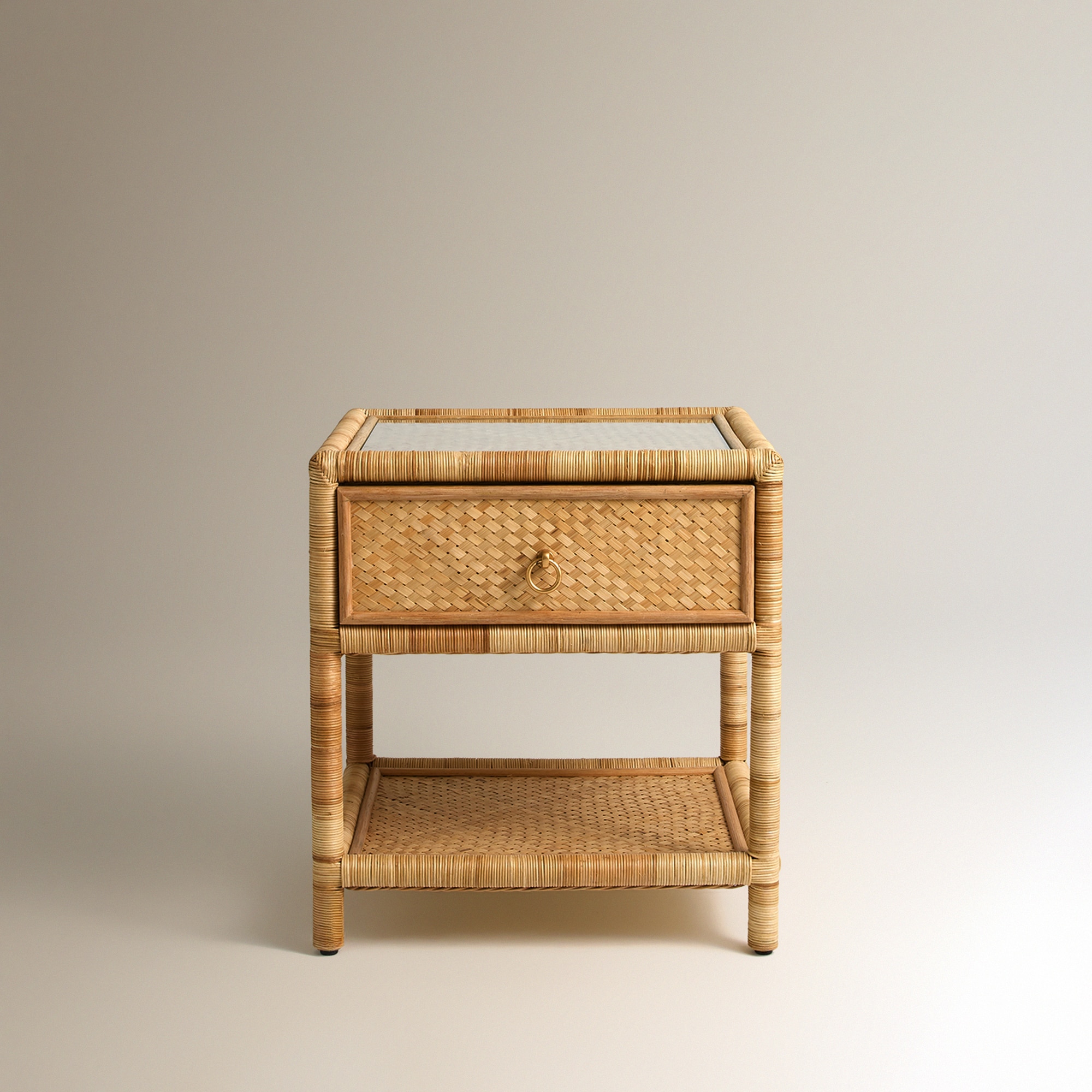 Mesa Auxiliar de Rattan com 1 Gaveta Boracay Natural-3
