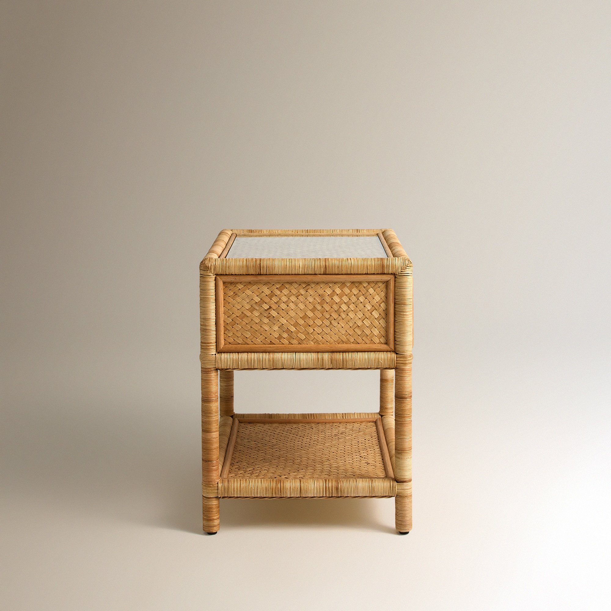 Mesa Auxiliar de Rattan com 1 Gaveta Boracay Natural-4