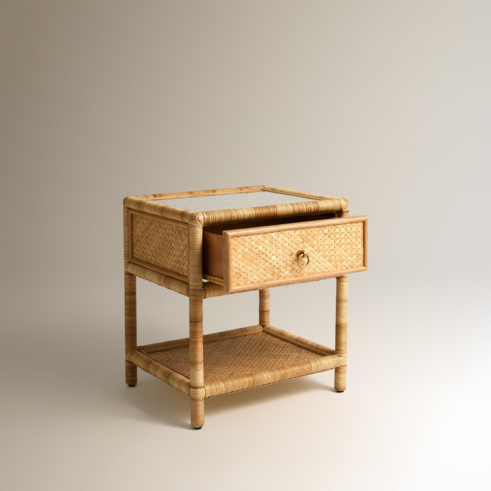 Mesa Auxiliar de Rattan com 1 Gaveta Boracay Natural-5