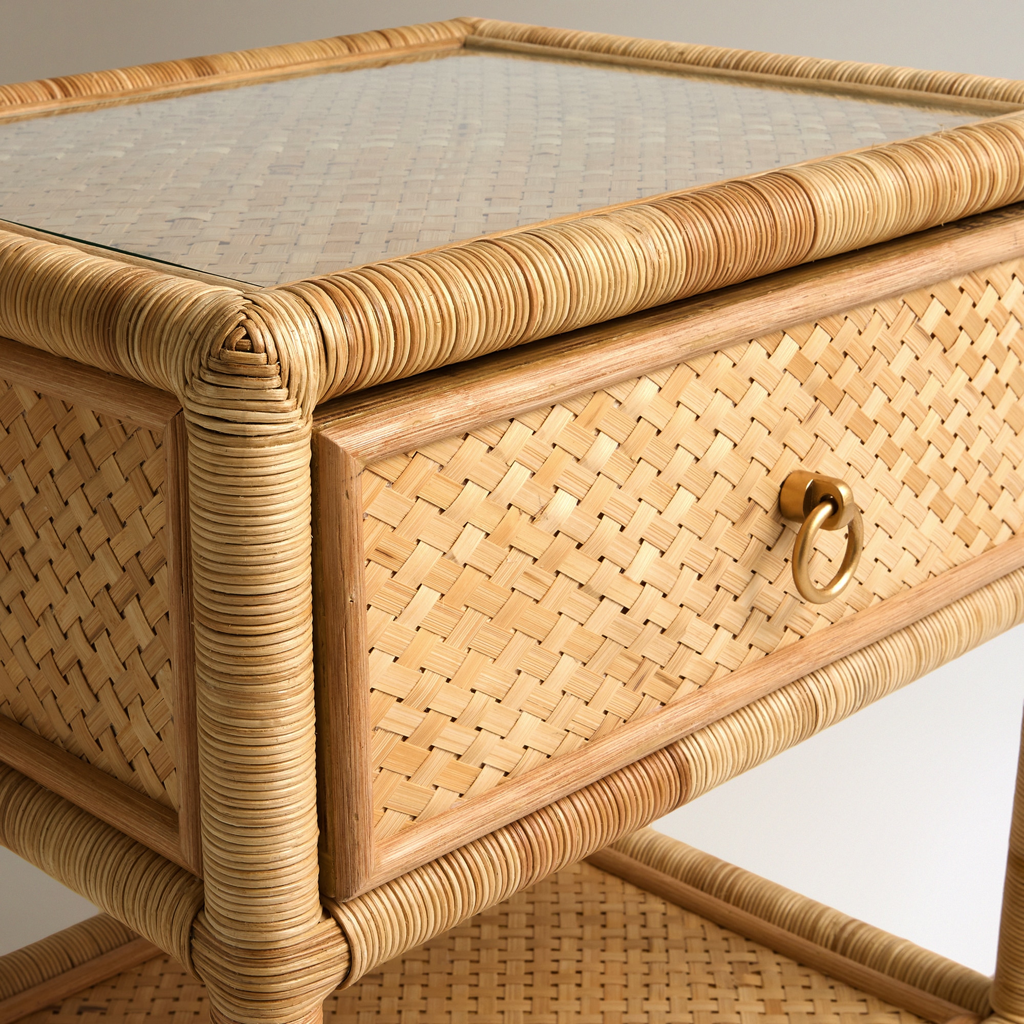 Mesa Auxiliar de Rattan com 1 Gaveta Boracay Natural-7