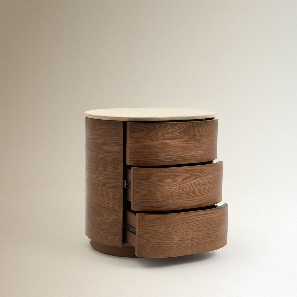 Mesa de Cabeceira com 3 Gavetas Trento Nogueira-5