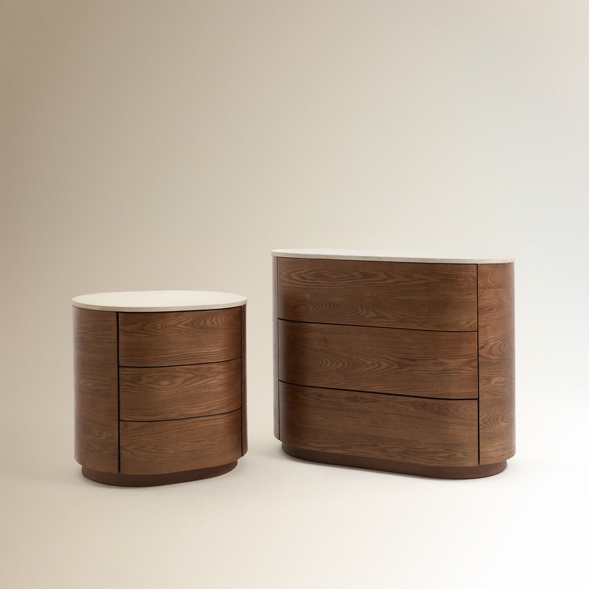 Mesa de Cabeceira com 3 Gavetas Trento Nogueira-8