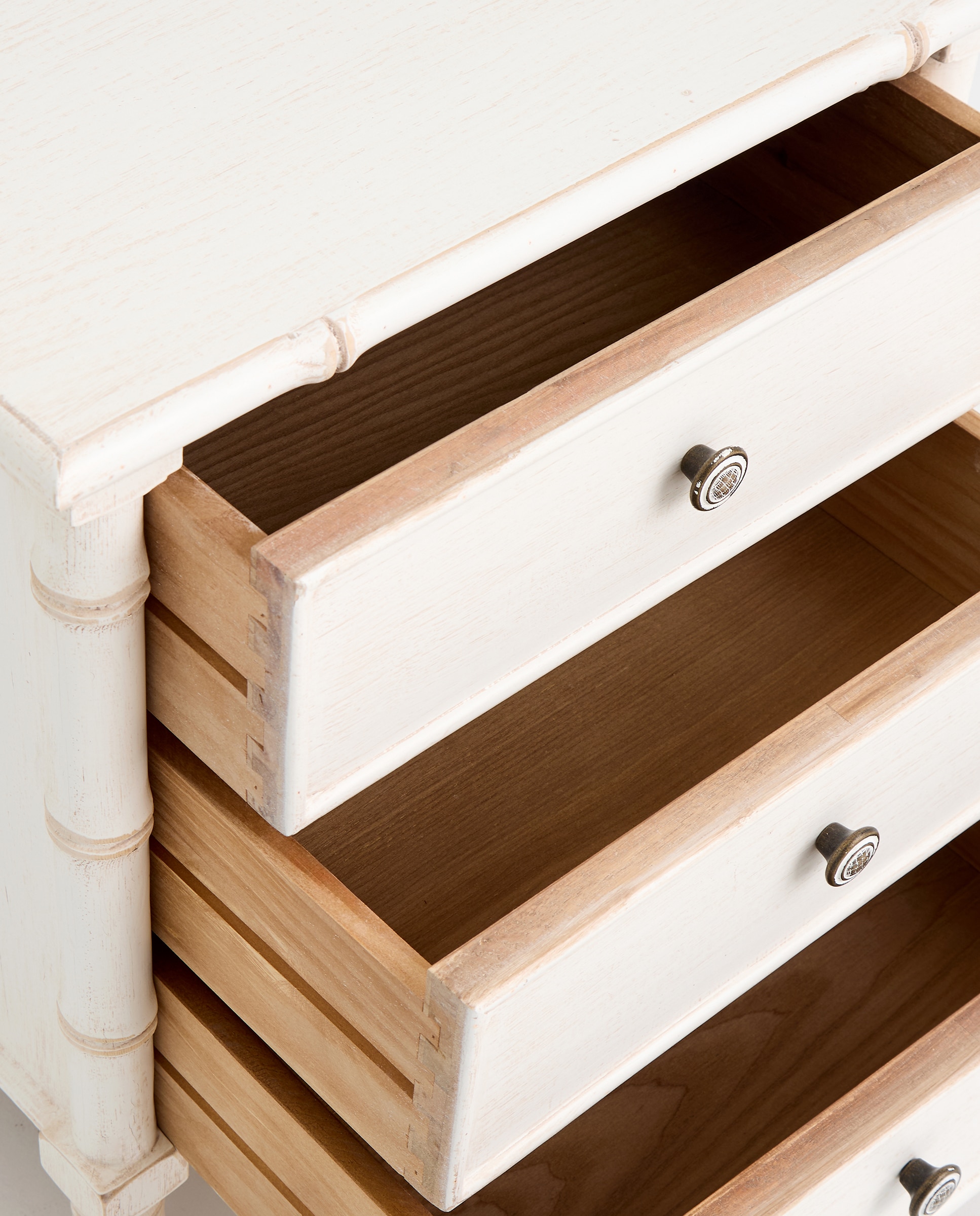 Mesa Auxiliar de Pinho Bamboo Branco-6