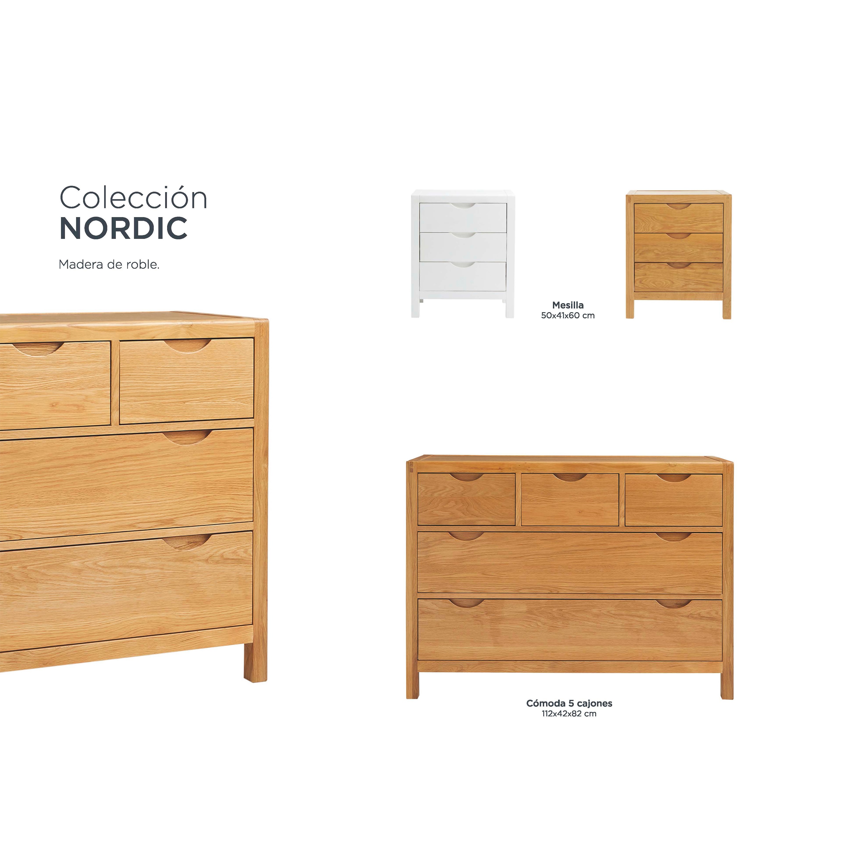 Cómoda de Carvalho com 5 Gavetas Nordic Carvalho-9