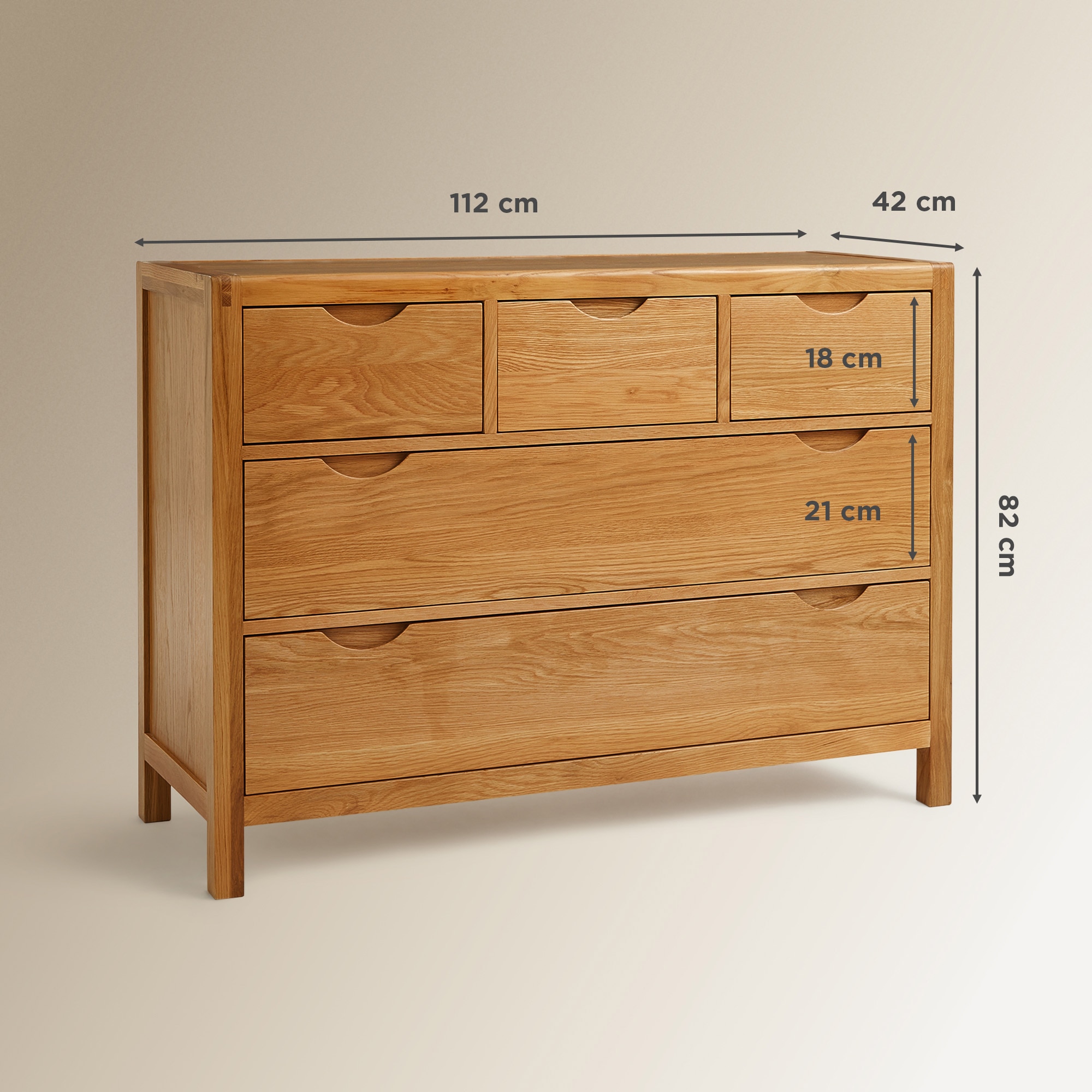 Cómoda de Carvalho com 5 Gavetas Nordic Carvalho-10