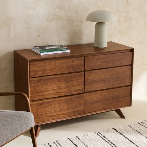 Cómoda de madera de nogal con 6 cajones Antón Room - El Corte Inglés