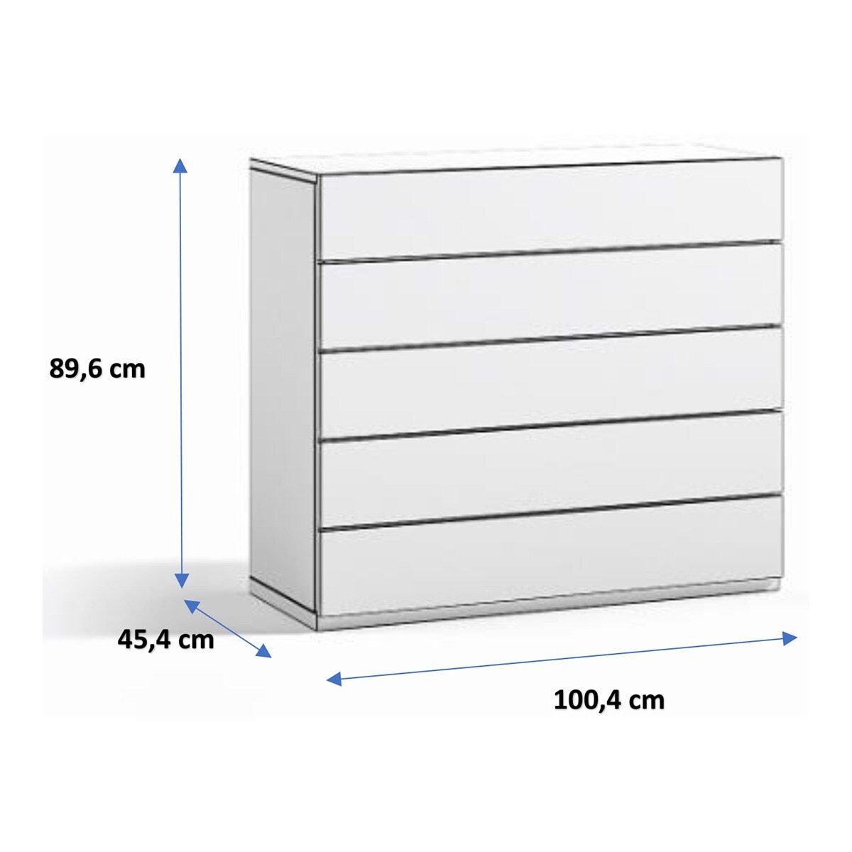 Cómoda con 5 cajones Alan El Corte Inglés - Blanco polar 100 cm Blanco polar-3
