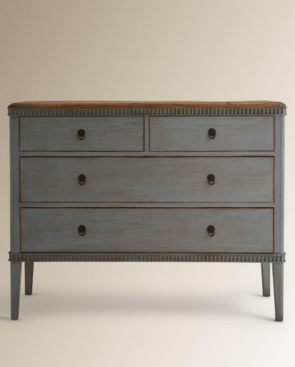 Cómoda de madera de pino reciclado con 4 cajones Amelia El Corte Inglés - Azul envejecido Azul envejecido-3